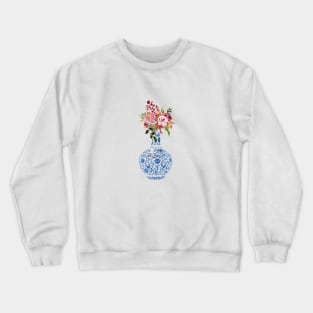 Chinese Ming Vase with Flowers Crewneck Sweatshirt